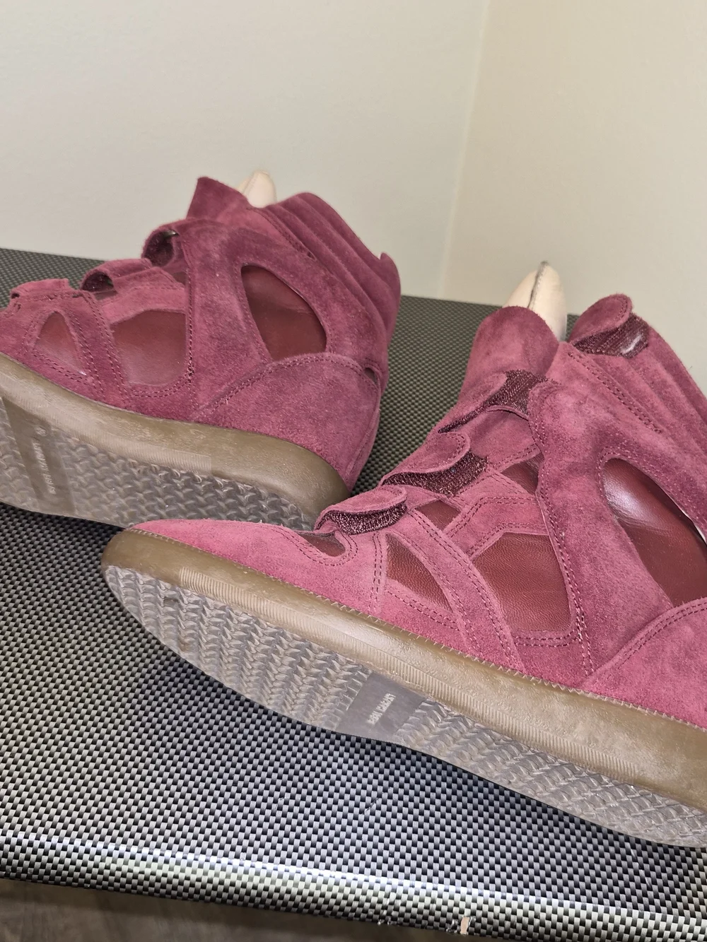 Isabel Marant Burgundy Suede Wedge Strap Sneakers - Picture 4 of 4